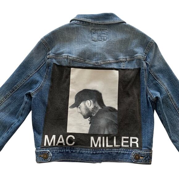 Via Penny Lane Reworked Apparel | Mac Miller Custom Graphic Denim Jacket Small - Picture 5 of 8